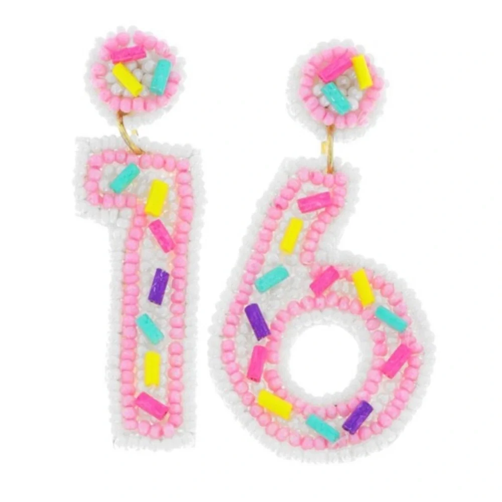 16th birthday beaded party earrings